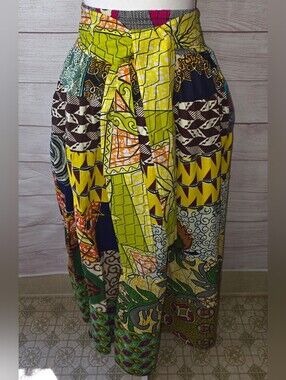 Jackpot Patchwork African Wax Print Skirt O/S (Read Description)